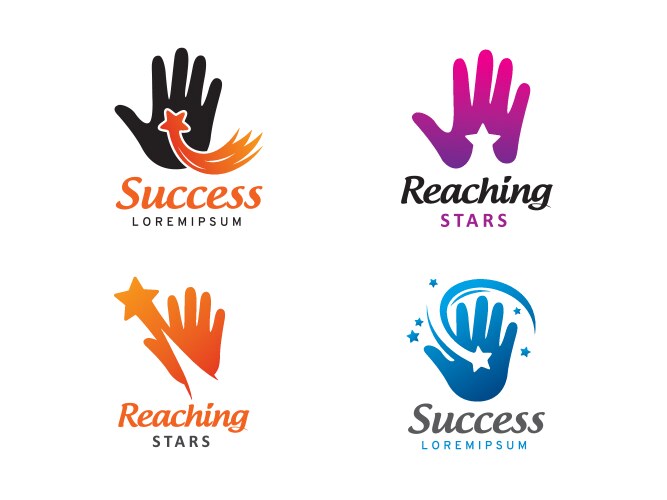 Hand and star logo symbol or icon template vector image