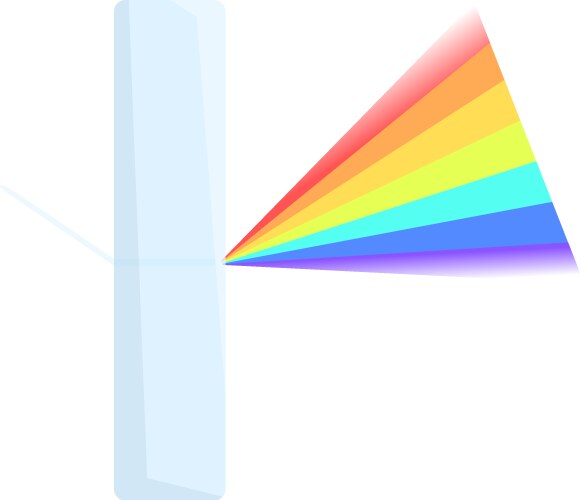 Triangular prism refracting light beam creating vector image