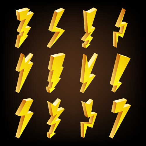 Yellow Lightning Bolt Icons – Royalty-Free Vector | VectorStock
