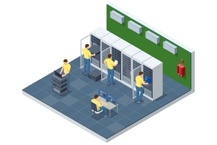 Isometric data center interior Royalty Free Vector Image