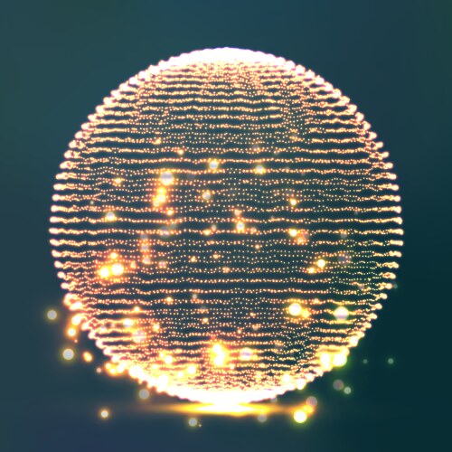 Array of glowing points in form distorted vector image