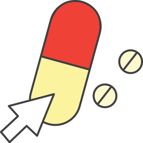 Pill with cursor click vector image