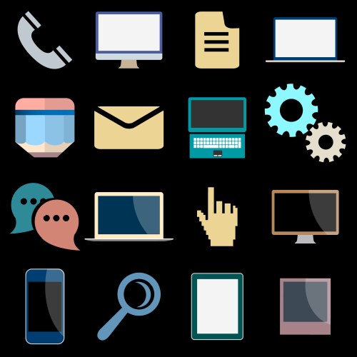 Flat icons of web and mobile applications objects vector image