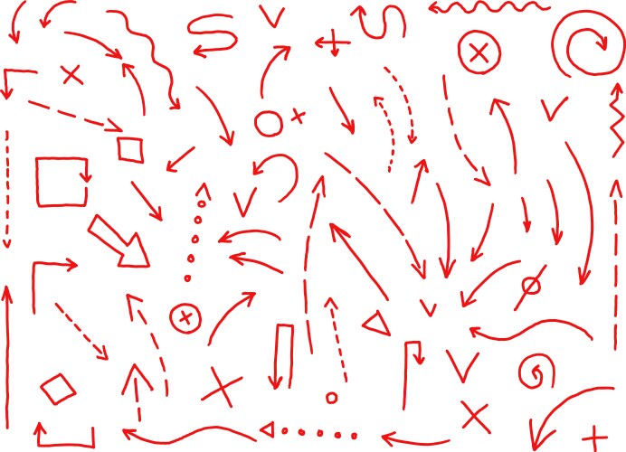 Hand-Painted Arrow Set - Red Lines Vector Image