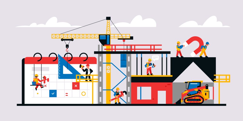 construction site and planning vector image