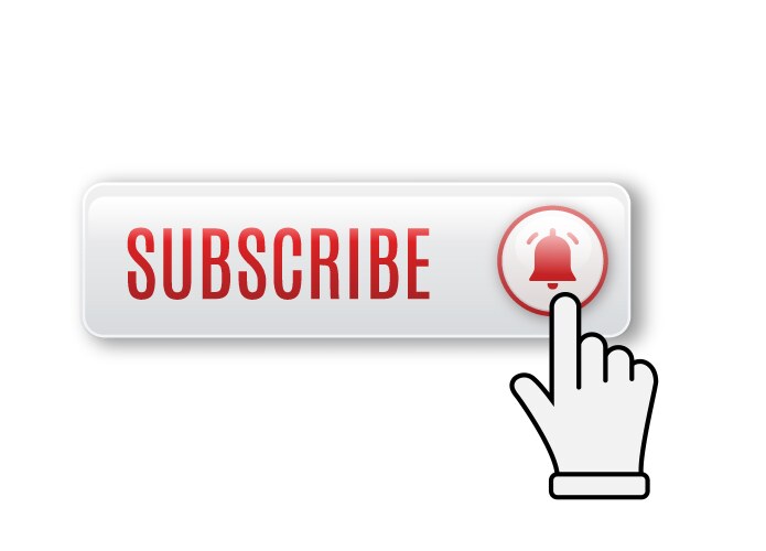 Realistic glossy subscribe button and cursor vector image