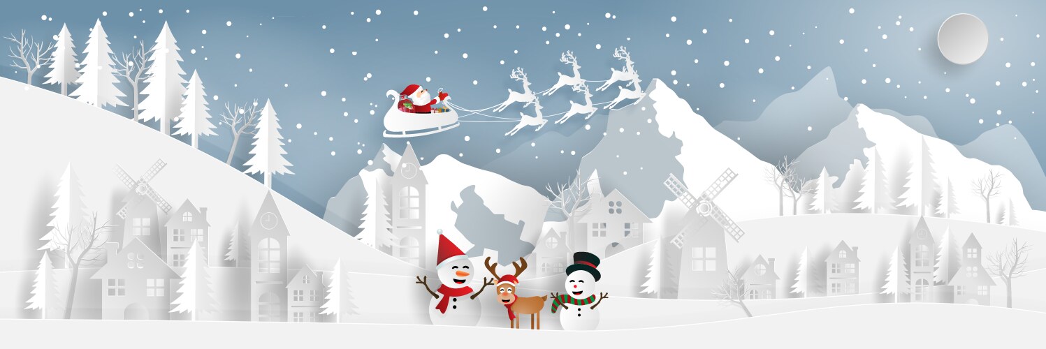 Winter Village Christmas Scene Vector Image