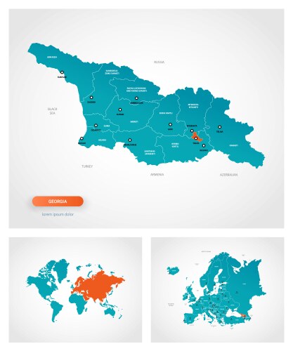 Editable template map georgia with marks vector image