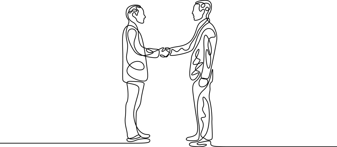 Continuous one line businessman handshake Vector Image