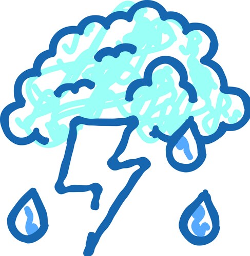 Storm Cloud with Rain and Lightning Vector Image