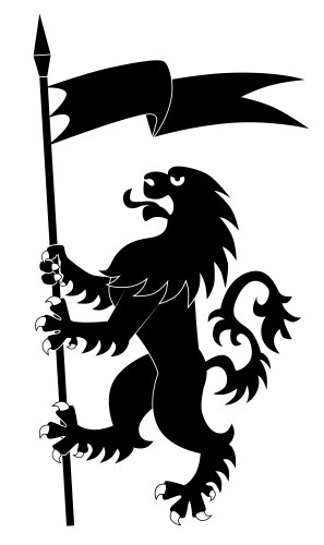 Silhouette of heraldic lion 3 Royalty Free Vector Image
