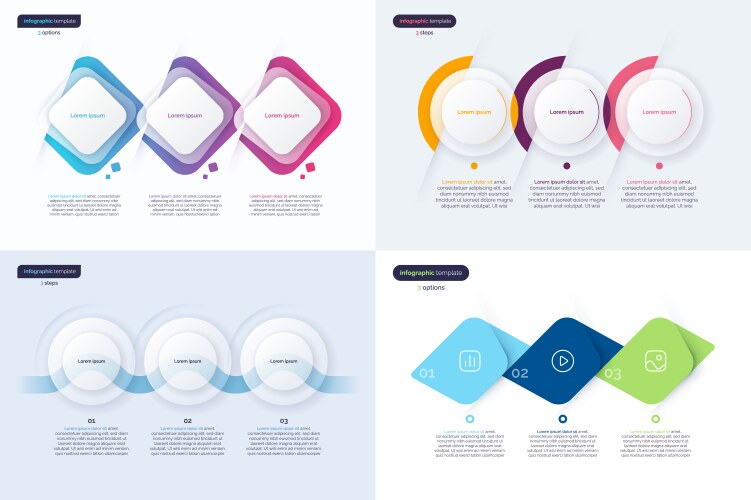 set of timeline step infographic templates vector image