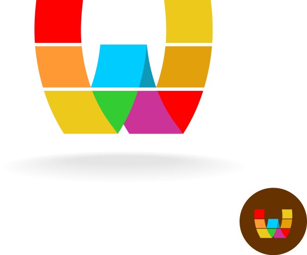 W letter one line colorful logo design template Vector Image