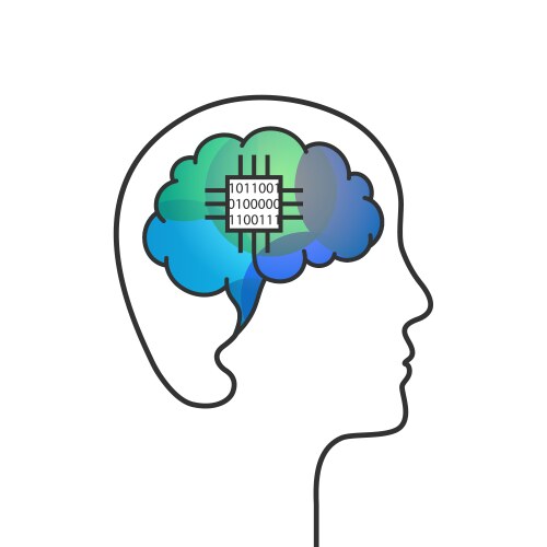 Brain computer chip and binary code concept vector image