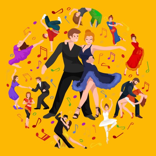 Postcard with a picture dancing couple Royalty Free Vector