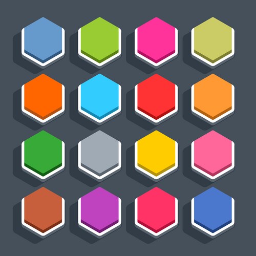 Flat blank web button hexagon icon with shadow vector image