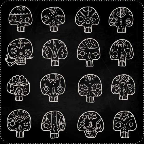 Chalk Skull Set - Day of the Dead Vector Image
