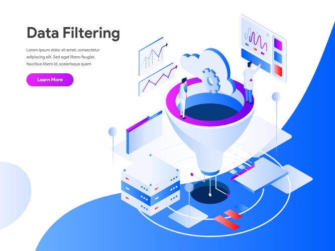 data filtering isometric concept modern flat vector image