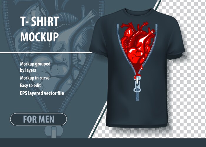 T-Shirt Mockup with Heart Vector Image