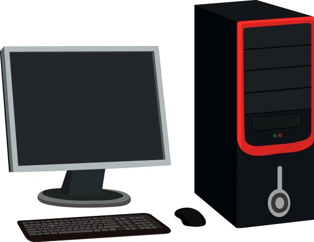 Computer setup with monitor keyboard and mouse vector image