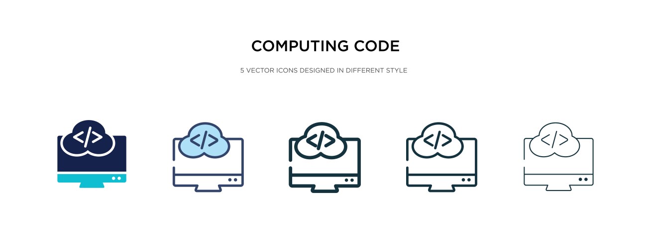 Computing code icon in different style two vector image