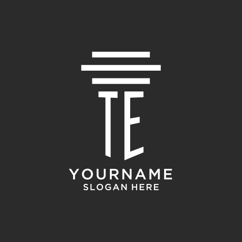 Initials te logo rhombus lines shape style luxury Vector Image