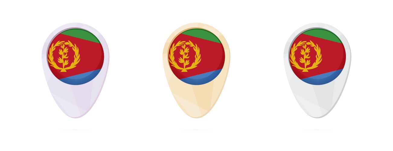 Map markers with flag eritrea 3 color versions vector image