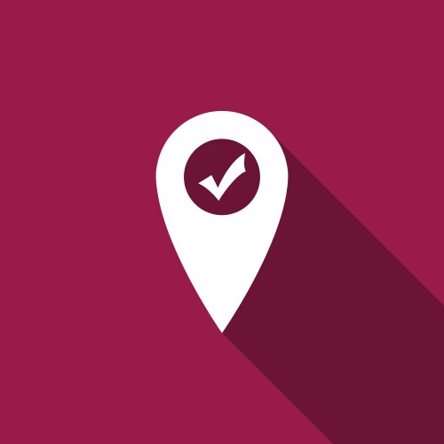 Map pointer with check mark icon isolated vector image