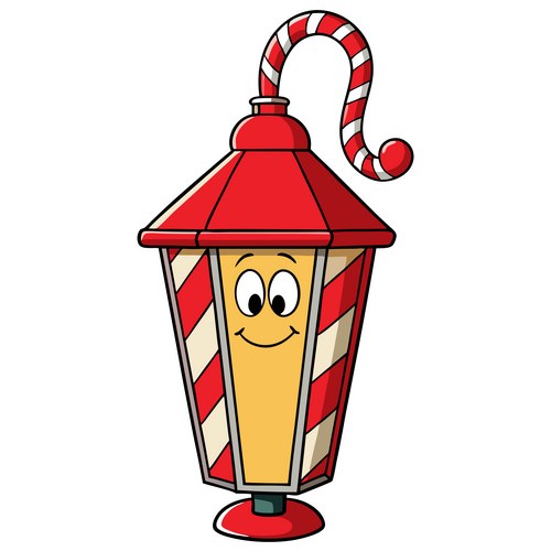 Cartoon christmas lantern with candy cane handle Vector Image