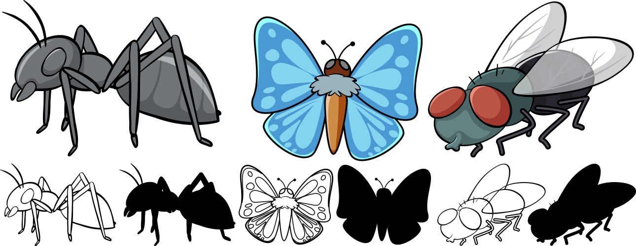 Set insect cartoon Royalty Free Vector Image - VectorStock