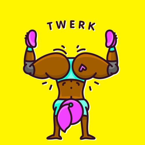 cartoon style black girl twerking booty in hand vector