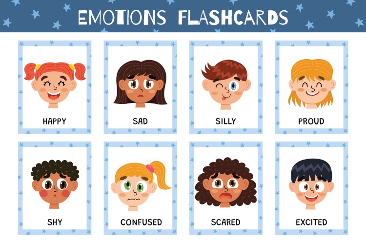 emotions flashcards collection vector image