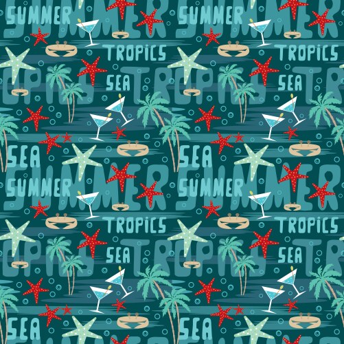 Tropical beach with palm trees Royalty Free Vector Image