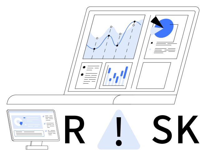 Laptop displaying various data charts and graphs vector image