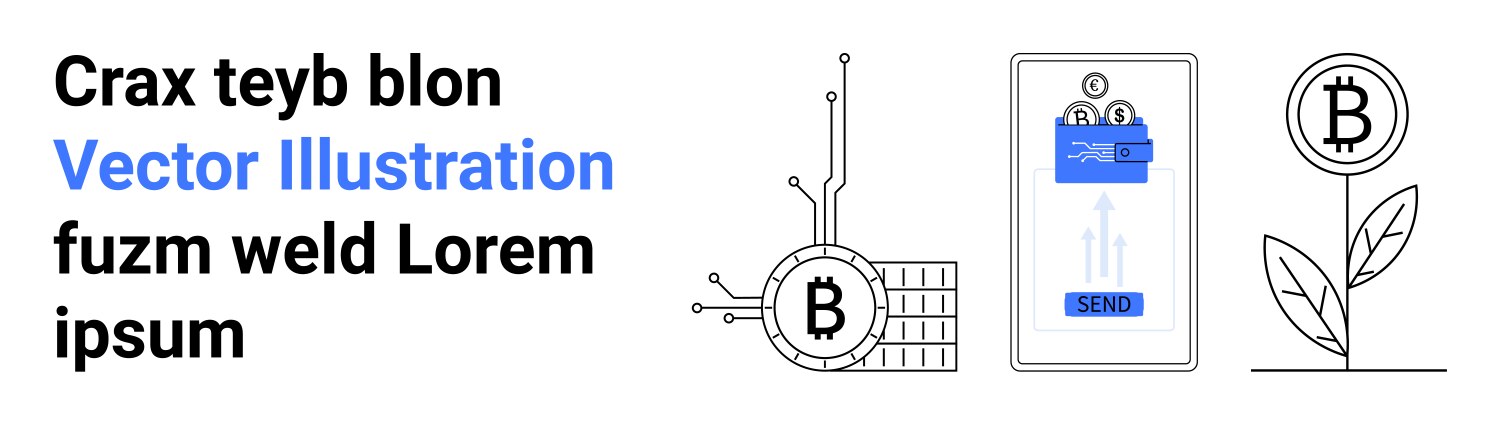 Cryptocurrency transactions and blockchain concept vector image