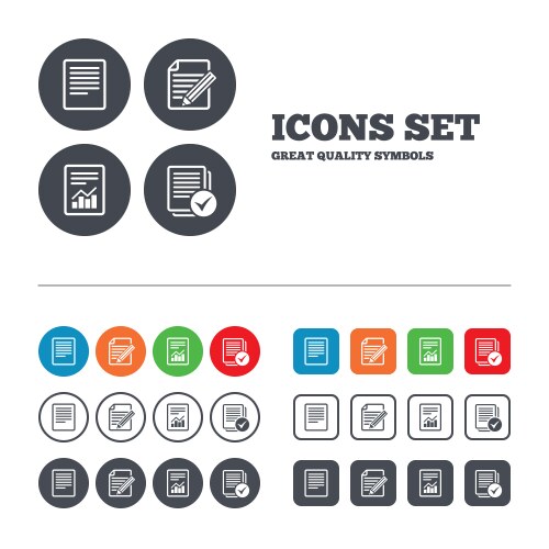 Document icons file with chart and checkbox vector image