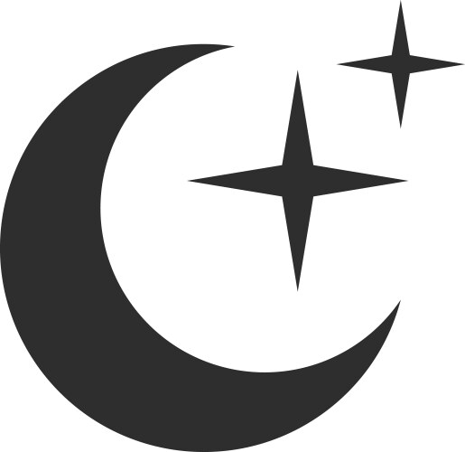 night star symbol crescent and stars black icon vector