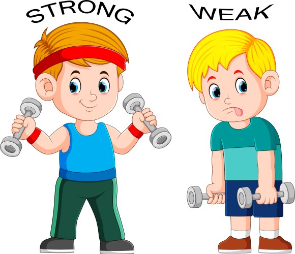 Opposite adjective with strong and weak Royalty Free Vector