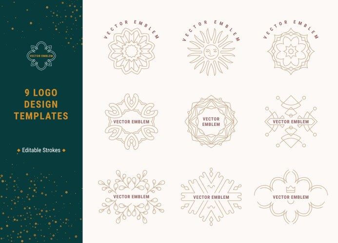 Floral linear emblem set for logo design – Royalty-Free Vector ...