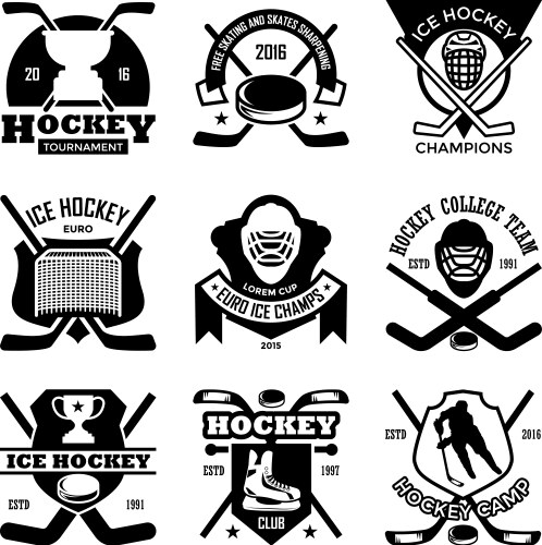 Ice Hockey Badges & Logos Vector Image