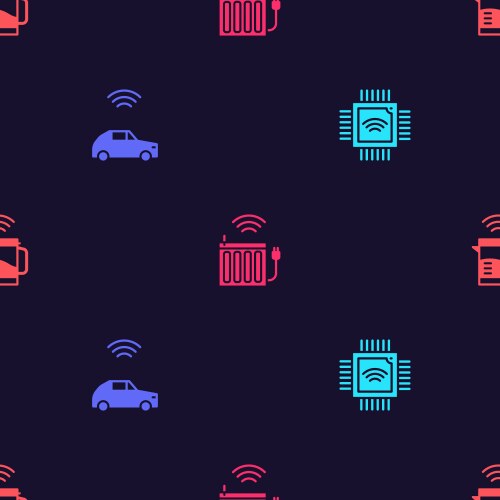 Set processor with microcircuits cpu smart car vector image