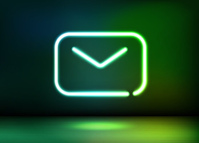 neon glowing email icon 3d vector image