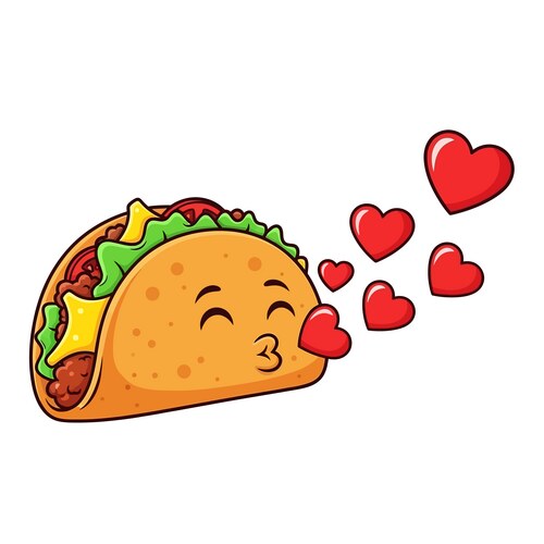 Smiling Taco Character Blowing Hearts Vector Image