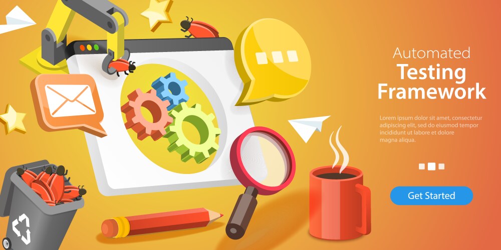 Automated Testing Framework Concept vector image