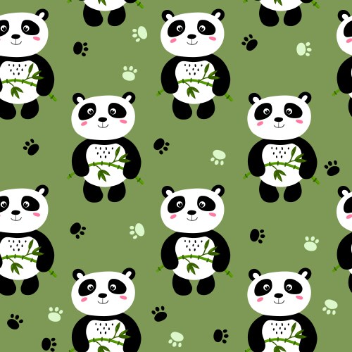 Cute Panda Seamless Pattern Vector Image