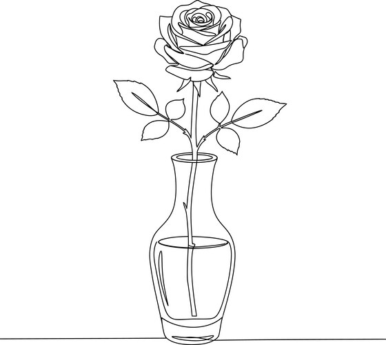 Elegant Single Rose in Glass Vase Vector Image