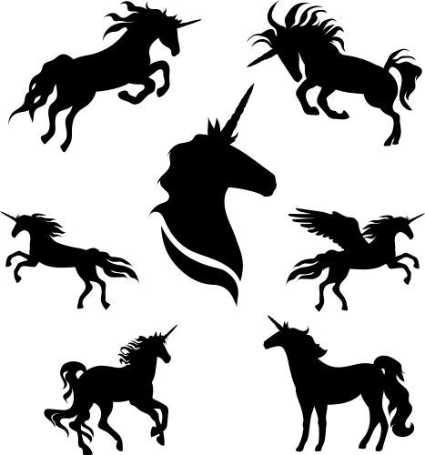 Unicorn Silhouettes Vector Image