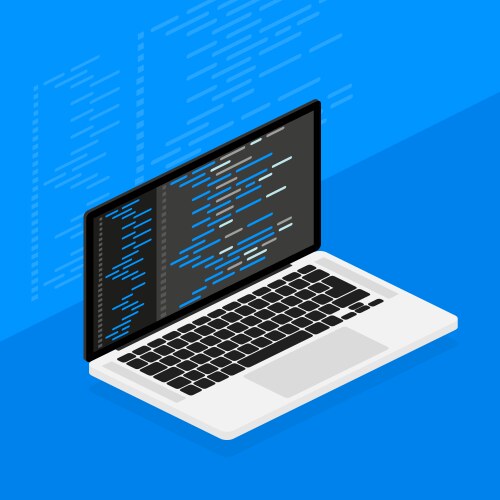 Cross-platform software coding laptop digital vector image