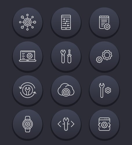 Development settings configuration line icons vector image