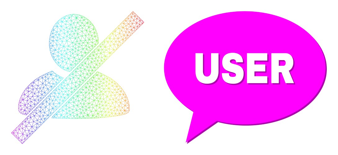 Rainbow mesh gradient wrong user icon vector image